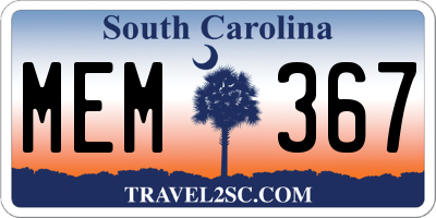SC license plate MEM367