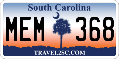 SC license plate MEM368