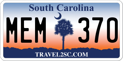 SC license plate MEM370