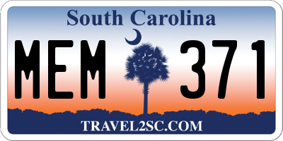 SC license plate MEM371