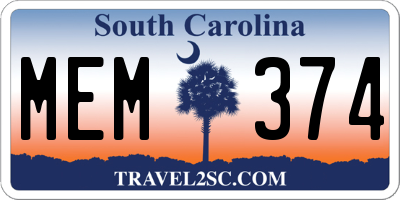 SC license plate MEM374