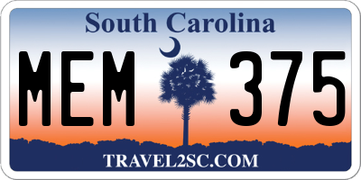 SC license plate MEM375
