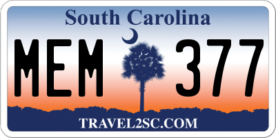 SC license plate MEM377