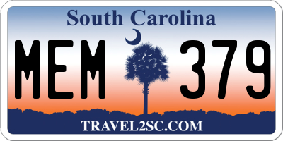 SC license plate MEM379
