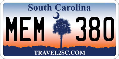 SC license plate MEM380