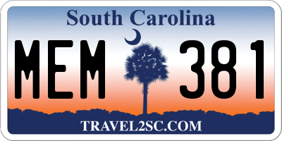 SC license plate MEM381