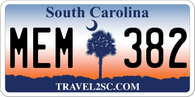 SC license plate MEM382