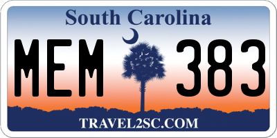 SC license plate MEM383