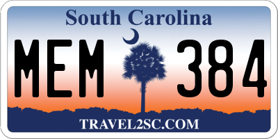 SC license plate MEM384
