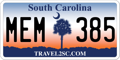 SC license plate MEM385