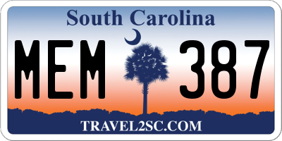 SC license plate MEM387