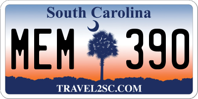 SC license plate MEM390