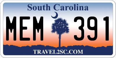 SC license plate MEM391