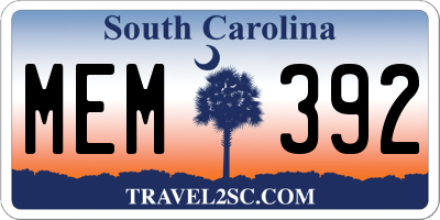 SC license plate MEM392