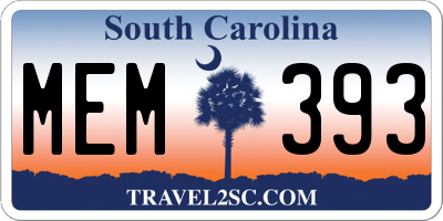 SC license plate MEM393