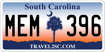 SC license plate MEM396