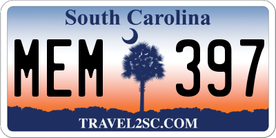 SC license plate MEM397