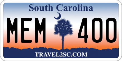 SC license plate MEM400