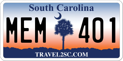 SC license plate MEM401