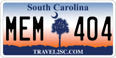 SC license plate MEM404