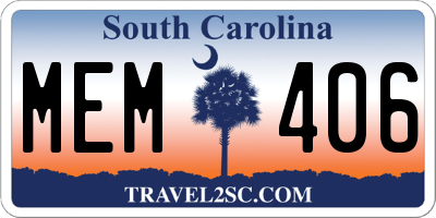 SC license plate MEM406