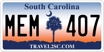 SC license plate MEM407