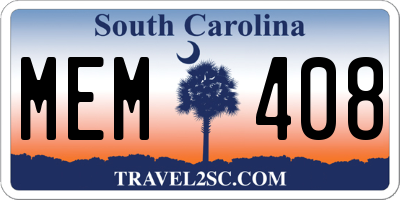 SC license plate MEM408