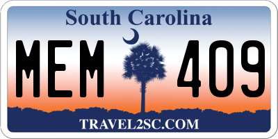 SC license plate MEM409