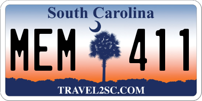 SC license plate MEM411