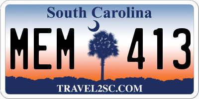 SC license plate MEM413