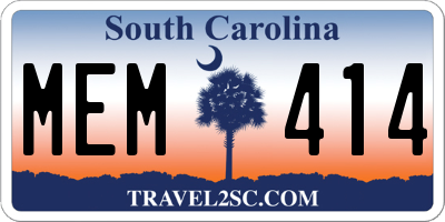 SC license plate MEM414