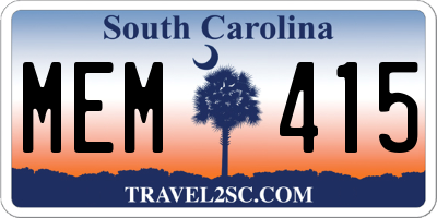 SC license plate MEM415