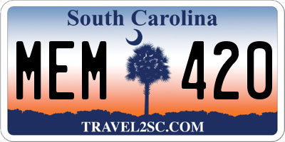SC license plate MEM420