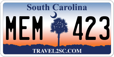 SC license plate MEM423