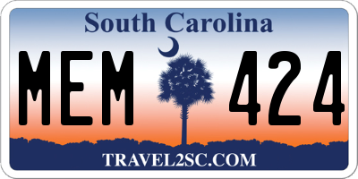 SC license plate MEM424