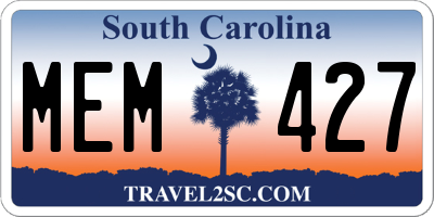 SC license plate MEM427