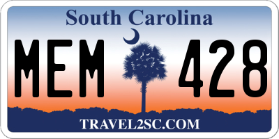 SC license plate MEM428