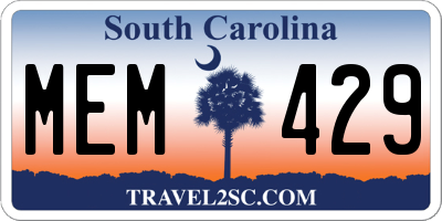 SC license plate MEM429