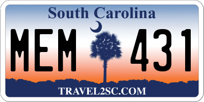 SC license plate MEM431