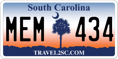 SC license plate MEM434