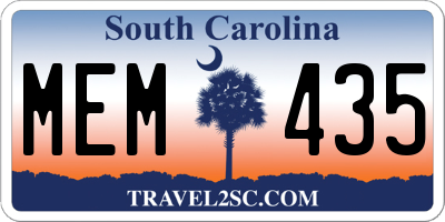 SC license plate MEM435