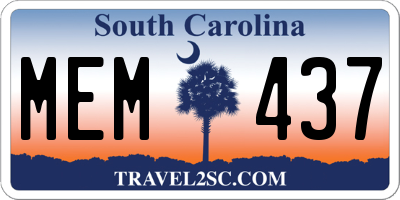 SC license plate MEM437