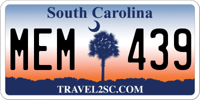 SC license plate MEM439