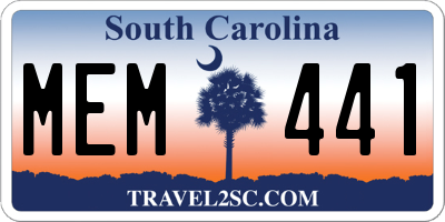 SC license plate MEM441