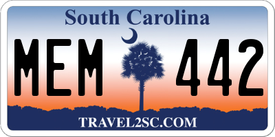 SC license plate MEM442
