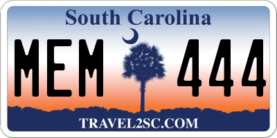 SC license plate MEM444