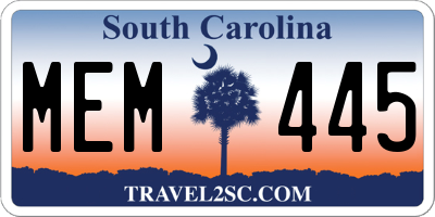 SC license plate MEM445