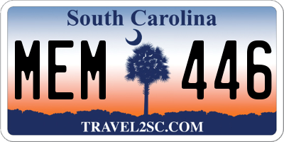 SC license plate MEM446