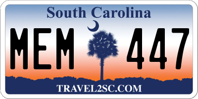 SC license plate MEM447