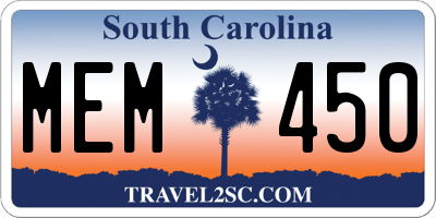 SC license plate MEM450